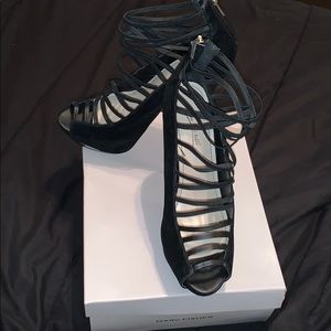 Black platform heels. Slightly worn